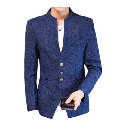 SKMS037  自訂中山裝西裝外套  時尚設計無領單排雙鈕淨色中山裝  西裝外套專門店  粗布 西裝 SKMS037  自訂中山裝西裝外套  時尚設計無領單排雙鈕淨色中山裝  西裝外套專門店  粗布 西裝